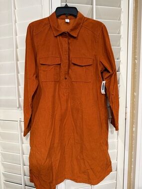 NWT - Rust Orange Buttonless Shirt Dress